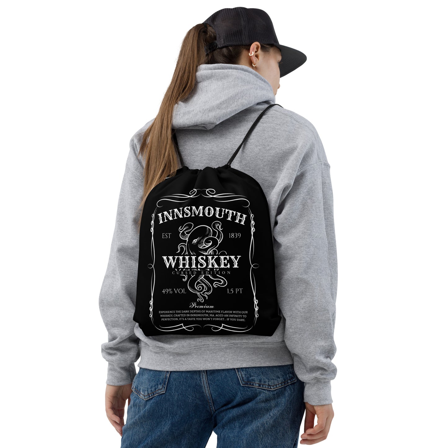 Innsmouth Whiskey Label Lovecraft Drawstring bag