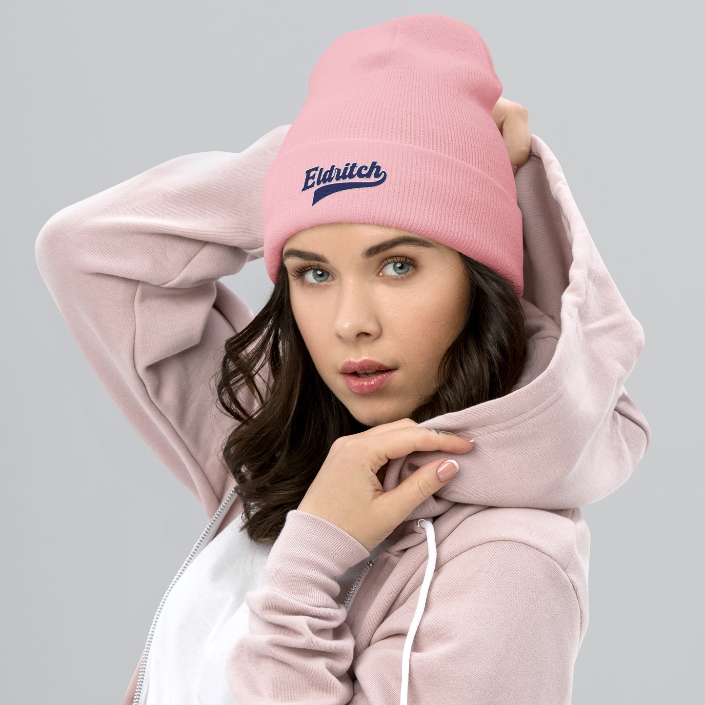 Eldritch League Script – Gorro con puños con letras lovecraftianas vintage