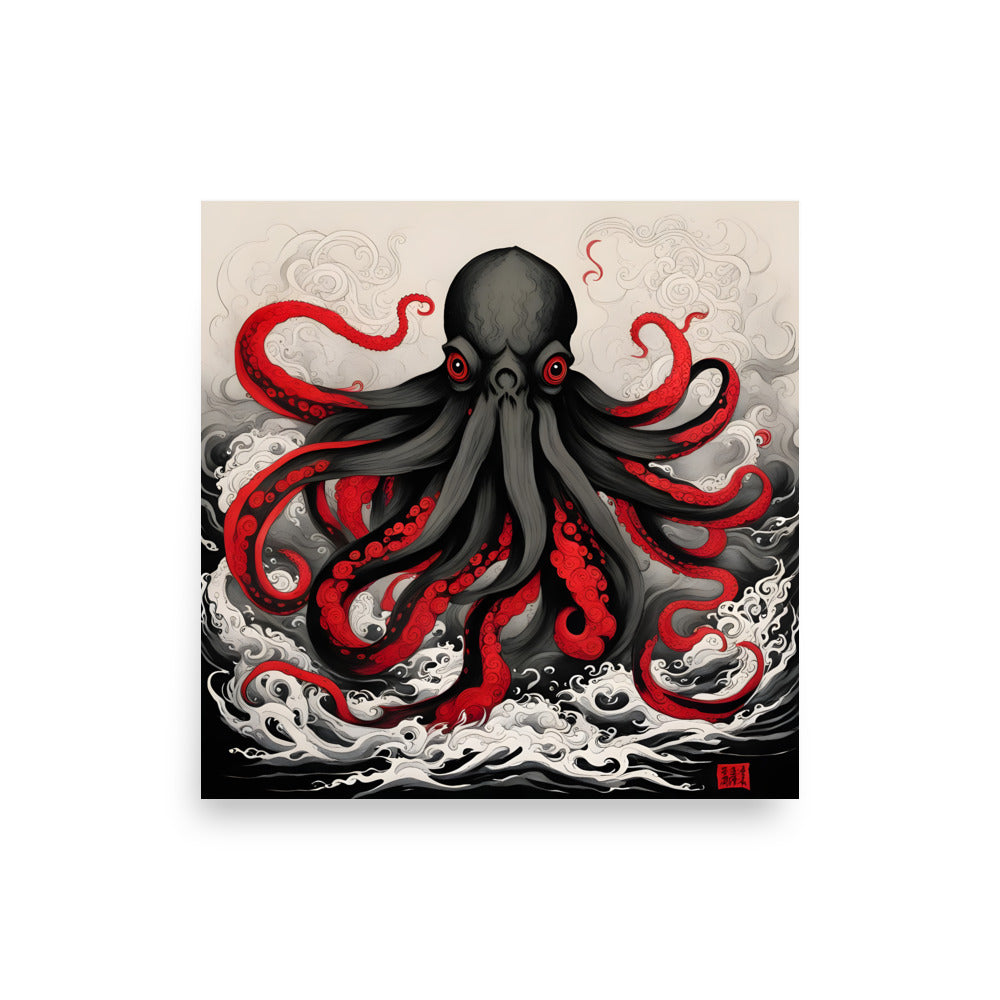 Cthulhu Asiatische Tuschemalerei Poster