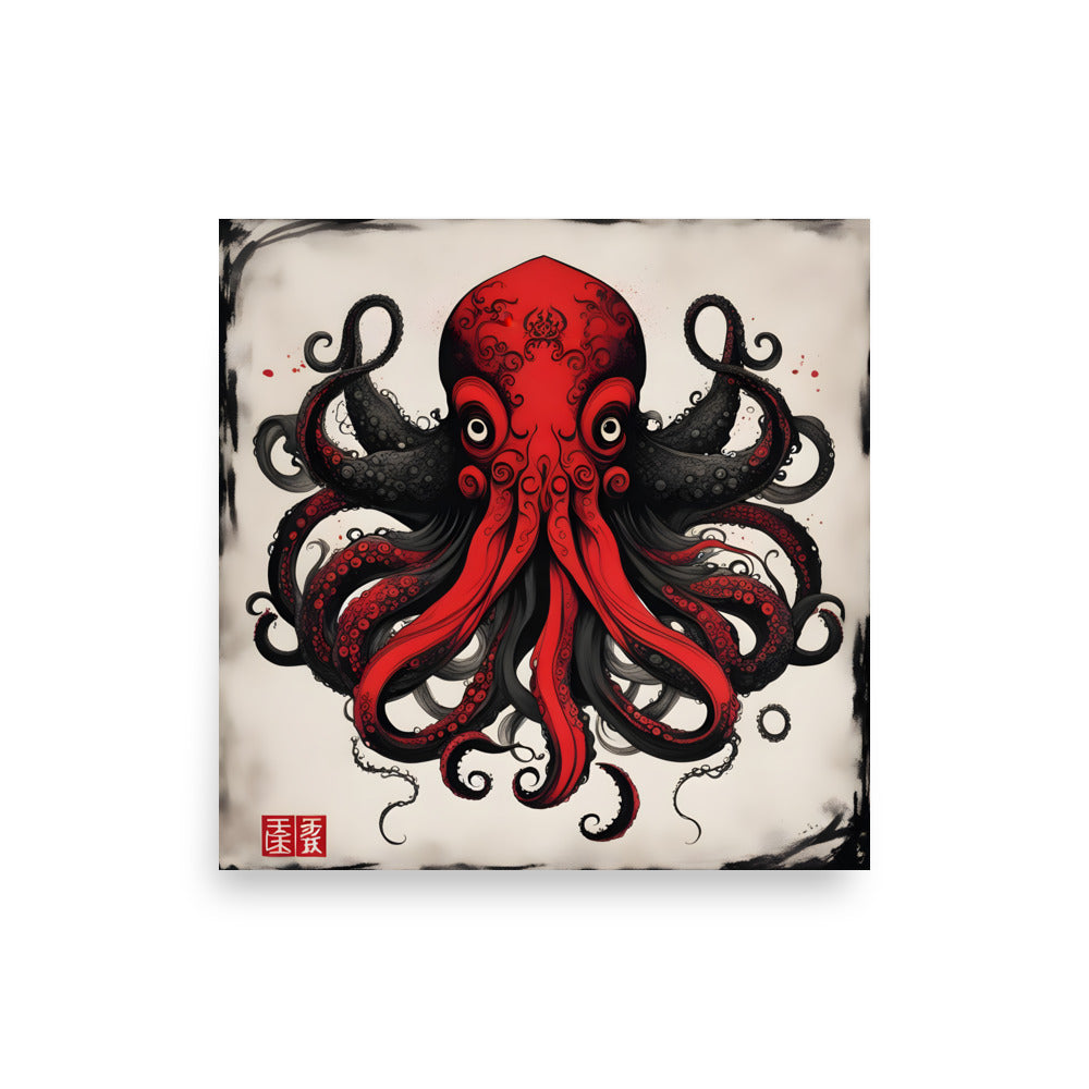 Cthulhu Asiatische Tuschemalerei Poster