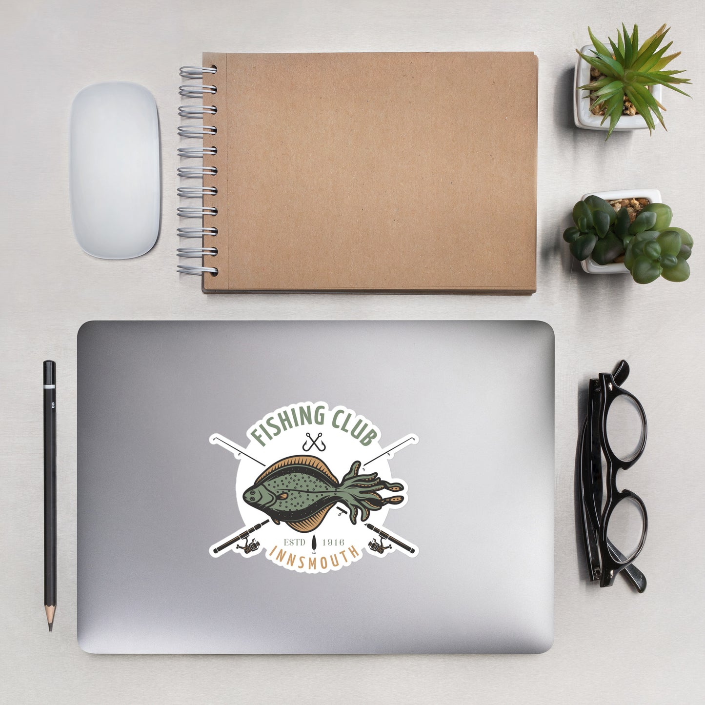 Innsmouth Fishing Club Lovecraft Bubble-free stickers