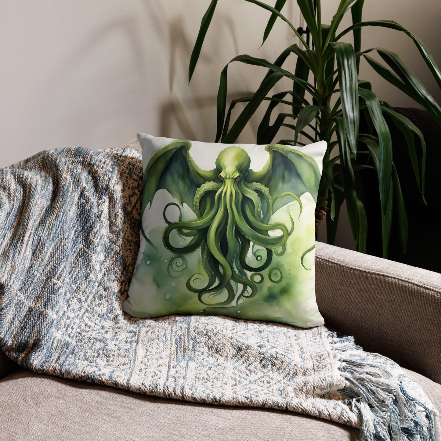 Taie d'oreiller peinture aquarelle Cthulhu