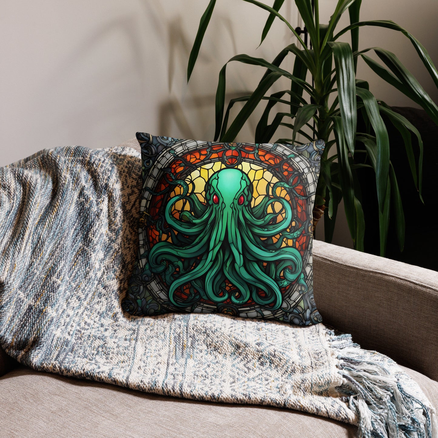 Cthulhu Stained Glass Pillow Case