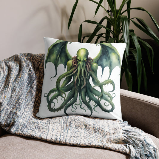 Funda de almohada con pintura de acuarela de Cthulhu