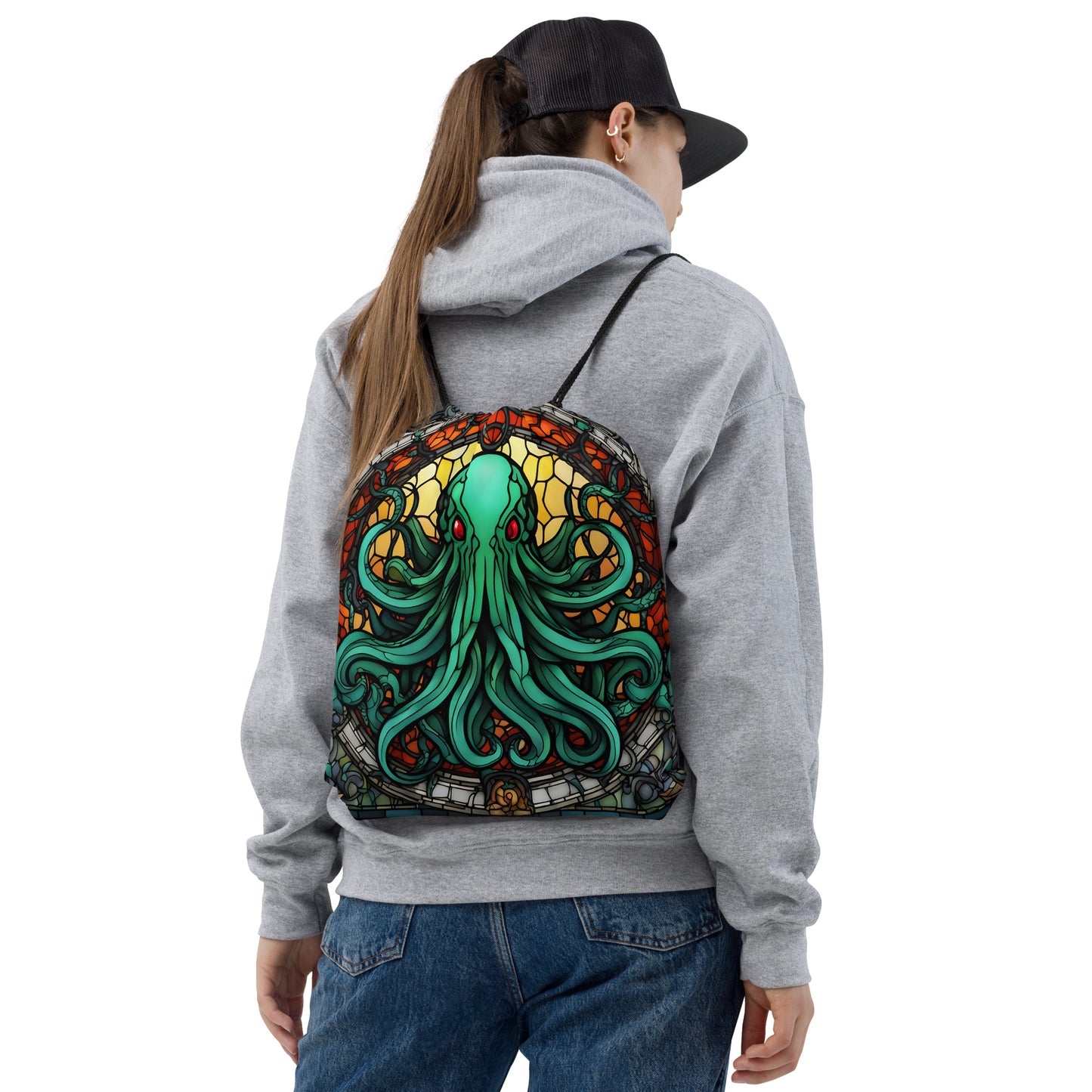 Cthulhu Stained Glass Drawstring bag