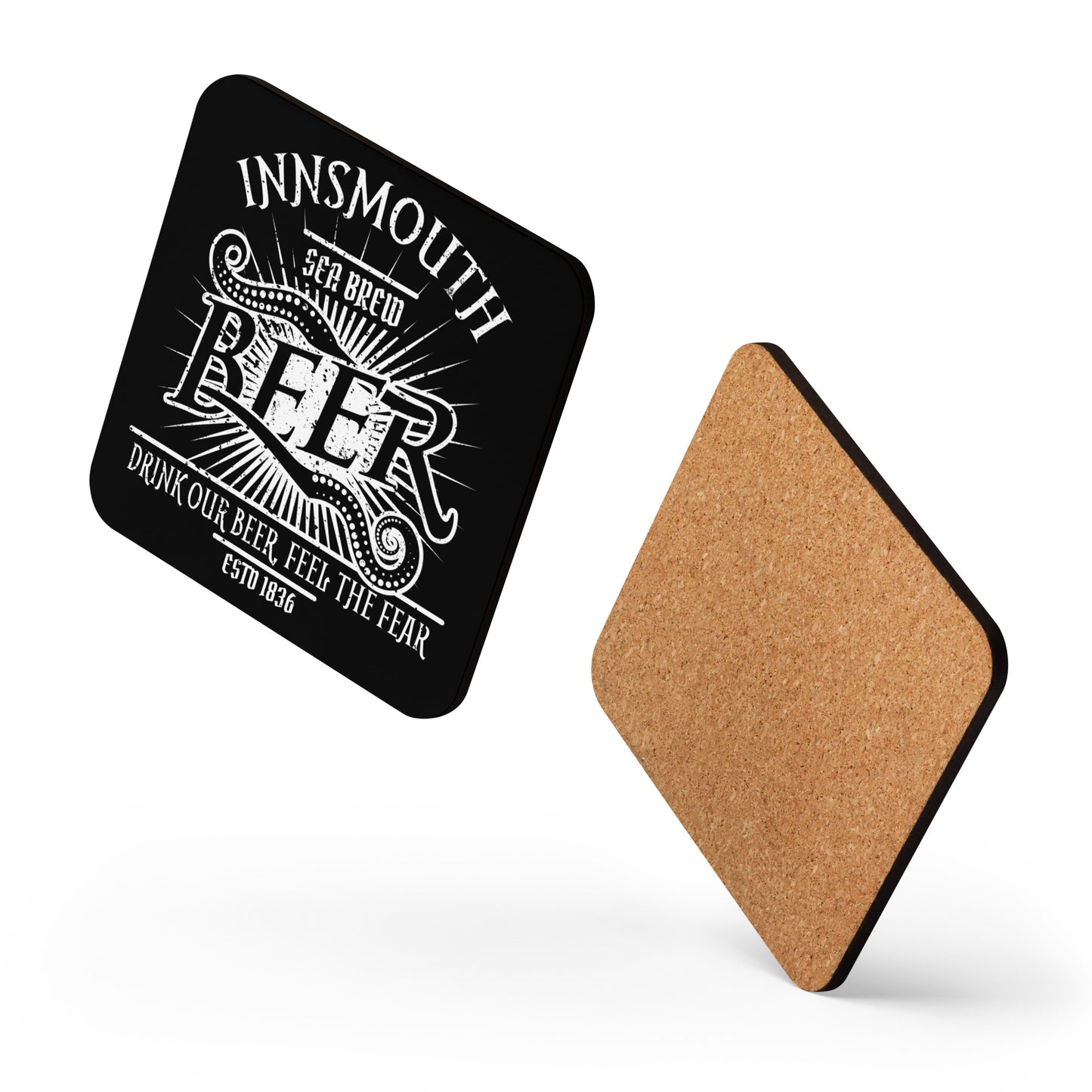 Innsmouth Beer Label Lovecraft Cork-back coaster