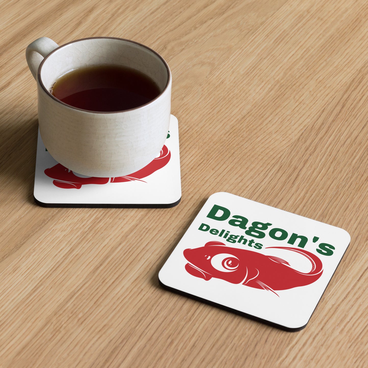 Dagon's Delights Seafood Cork-back coaster