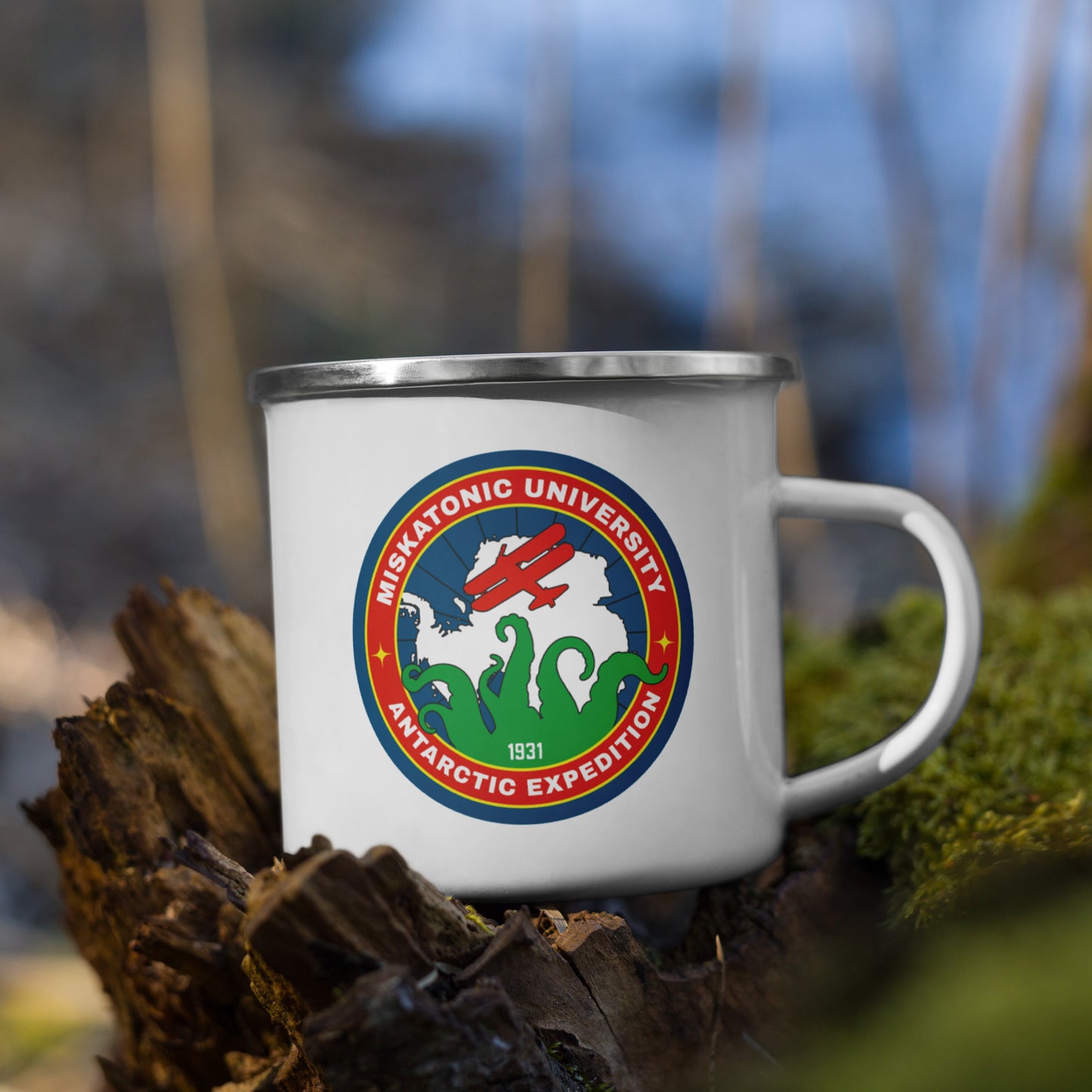 Tasse en émail Lovecraft de l'expédition antarctique de l'université Miskatonic