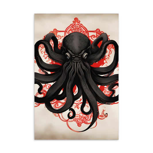 Carte postale standard de peinture à l'encre asiatique de Cthulhu