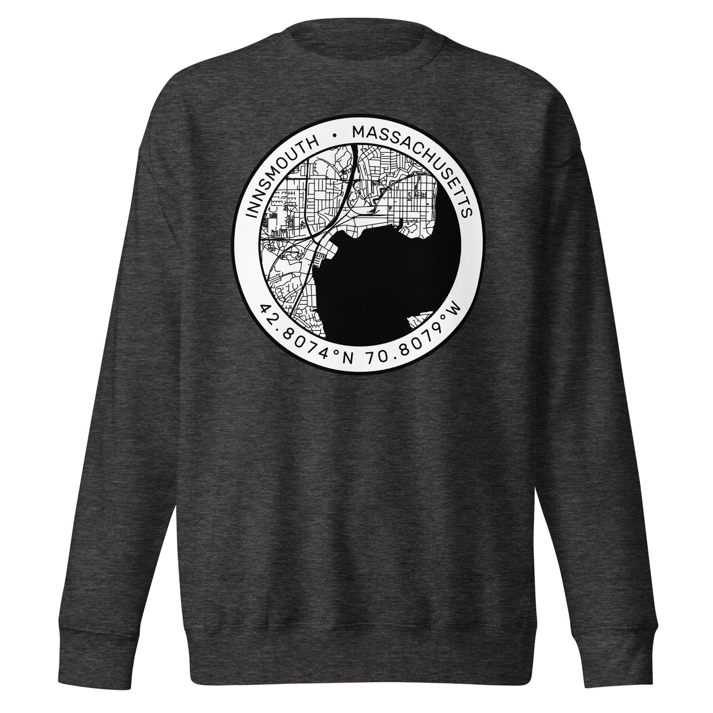 Sudadera premium unisex con mapa de la ciudad de Innsmouth Lovecraft