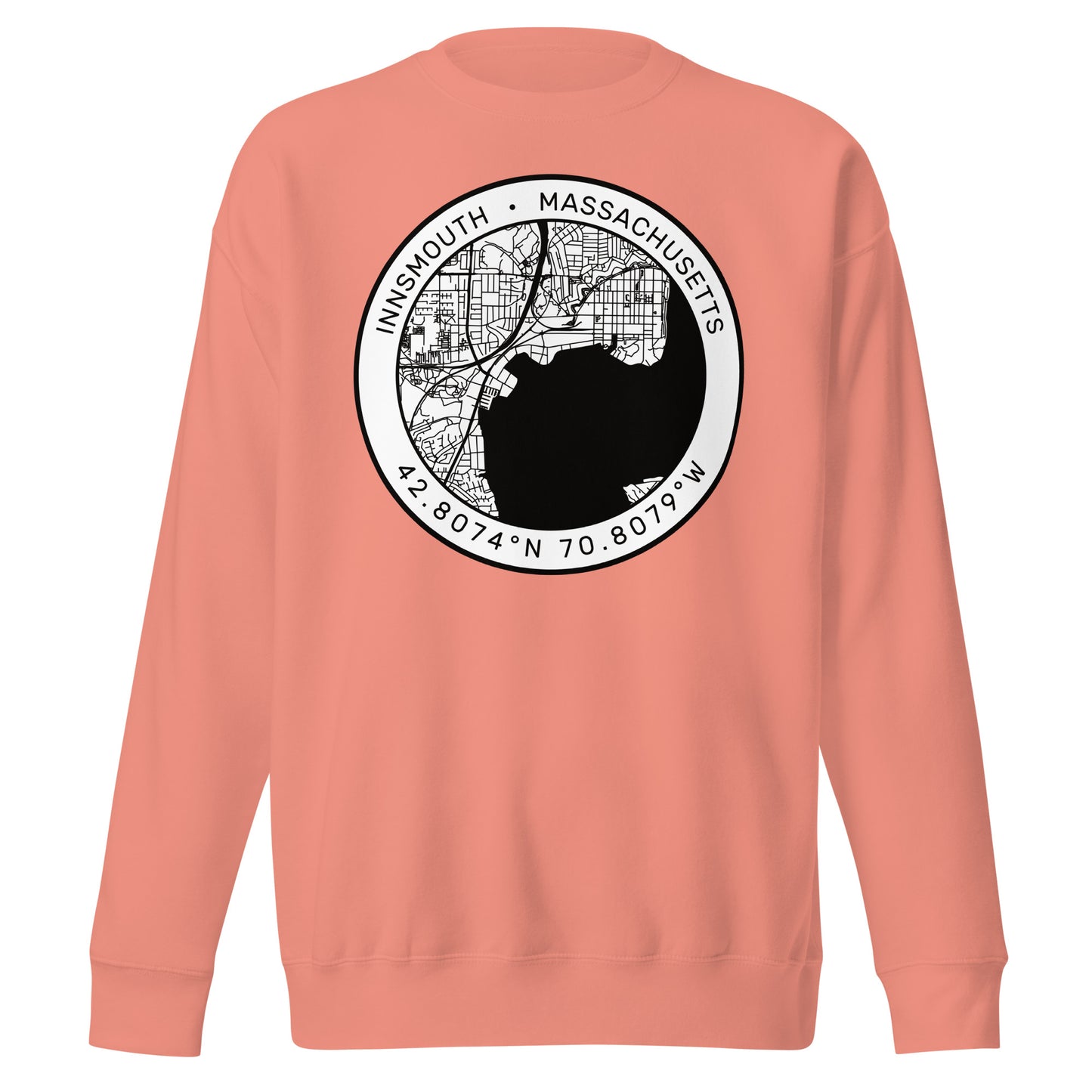 Sudadera premium unisex con mapa de la ciudad de Innsmouth Lovecraft