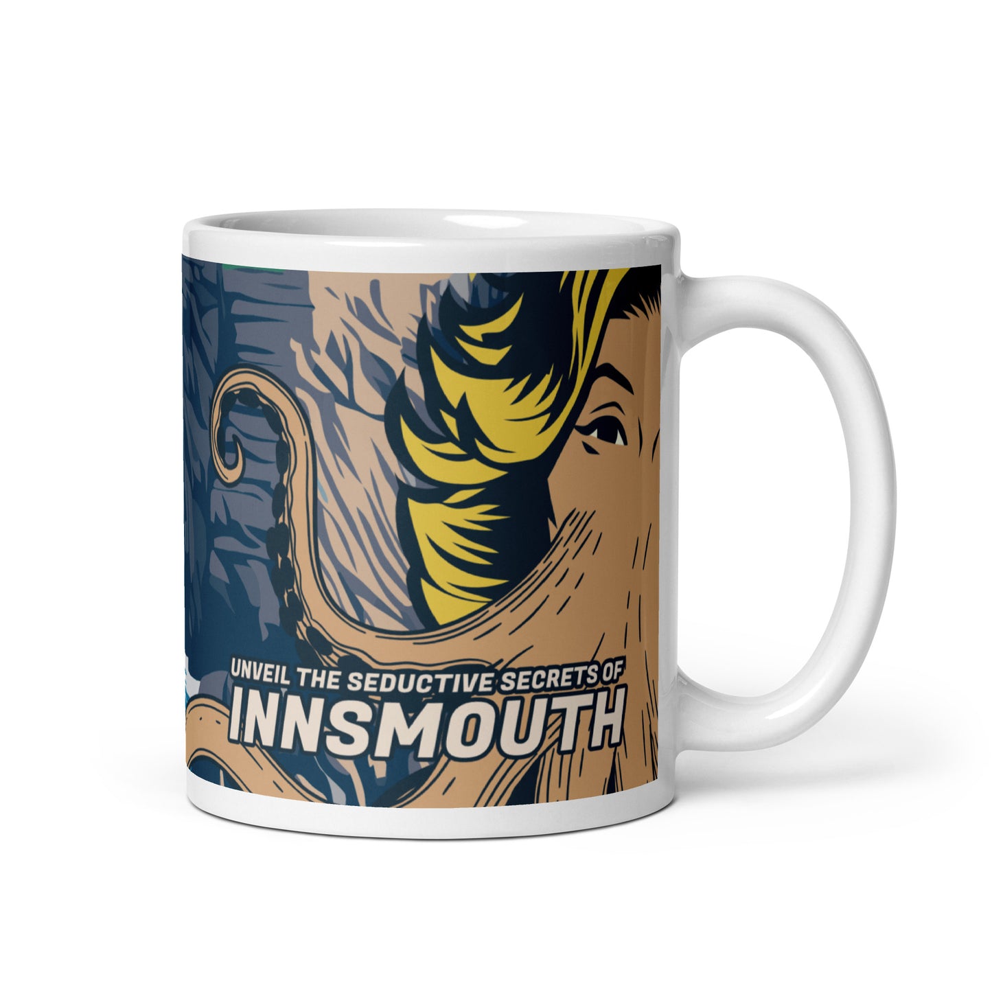 Innsmouth Woman Cthulhu Travel Tasse blanche brillante