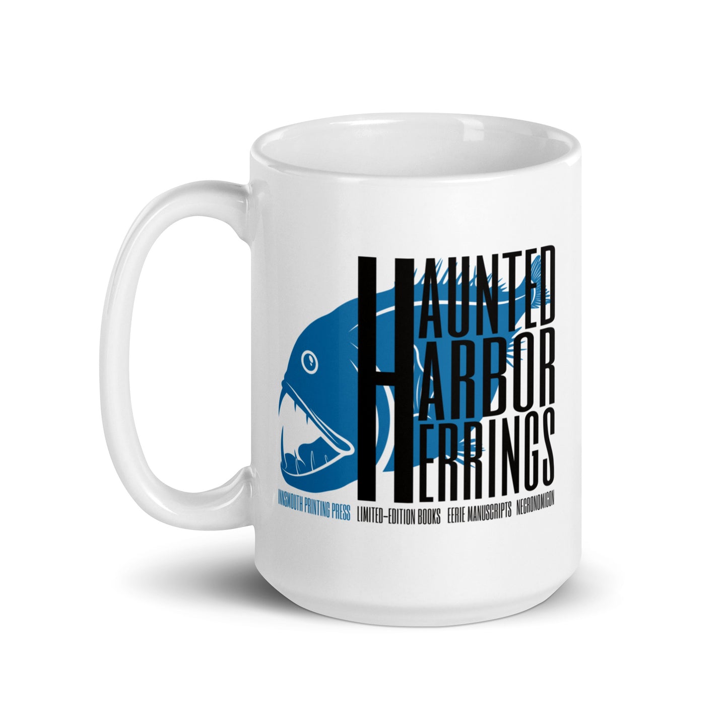 Haunted Harbor Herrings Printing Press White glossy mug