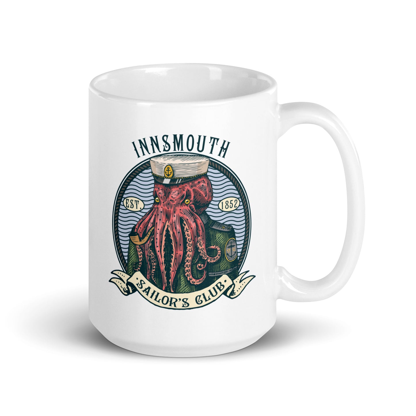 Cthulhu Sailor Innsmouth Taza blanca brillante