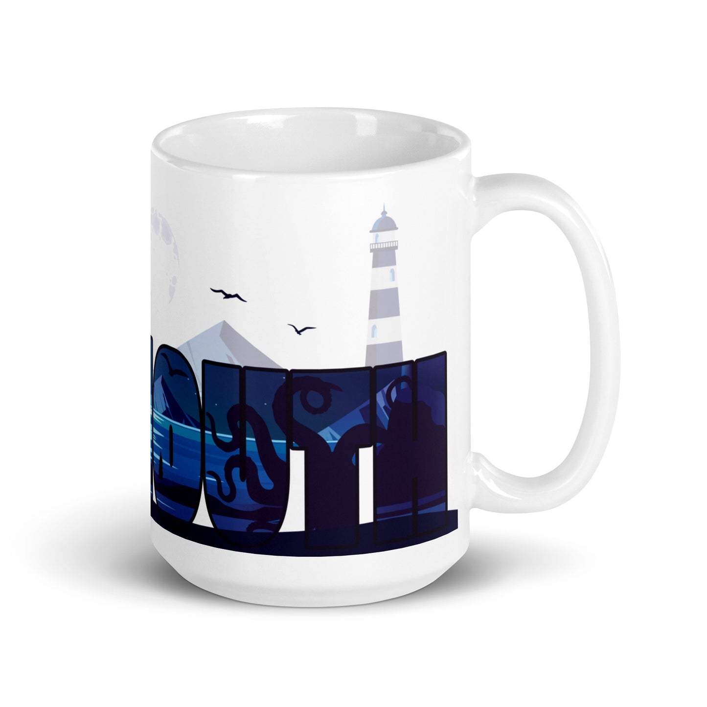 Innsmouth Devil Reef Deep Ones Lovecraft White glossy mug